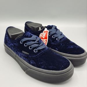 NEW Womens Vans Authentic Velvet Navy Blue Black Sneaker Shoes Size 5.5